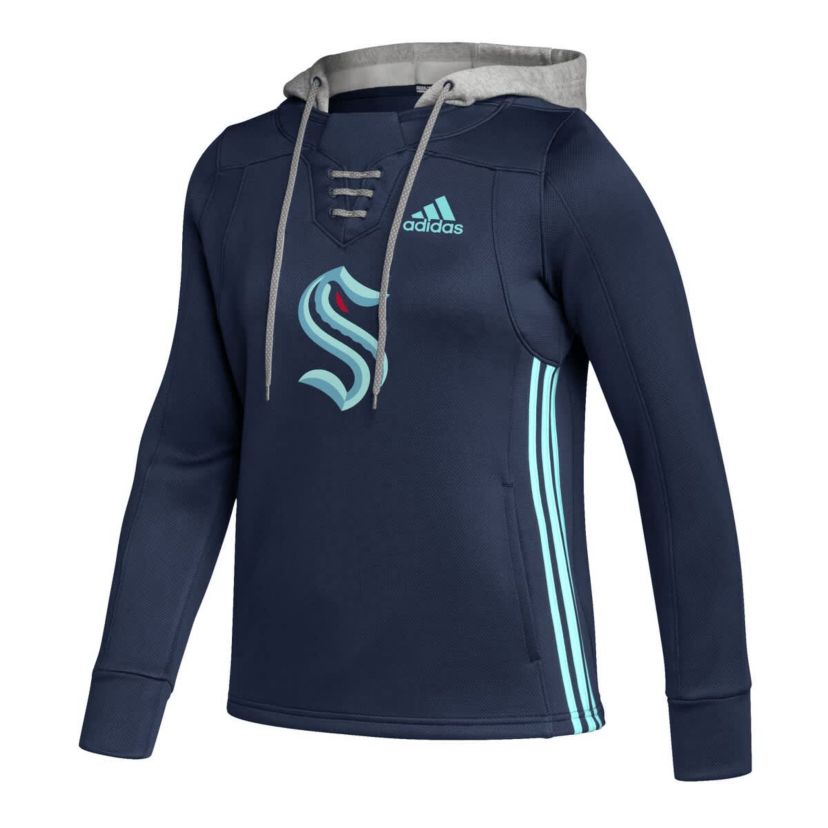 NHL Deep Sea Seattle Kraken Skate Lace Primeblue Team Pullover Hoodie