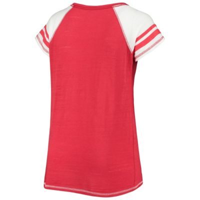 MLB Washington Nationals Curvy Colorblock Tri-Blend Raglan V-Neck T-Shirt