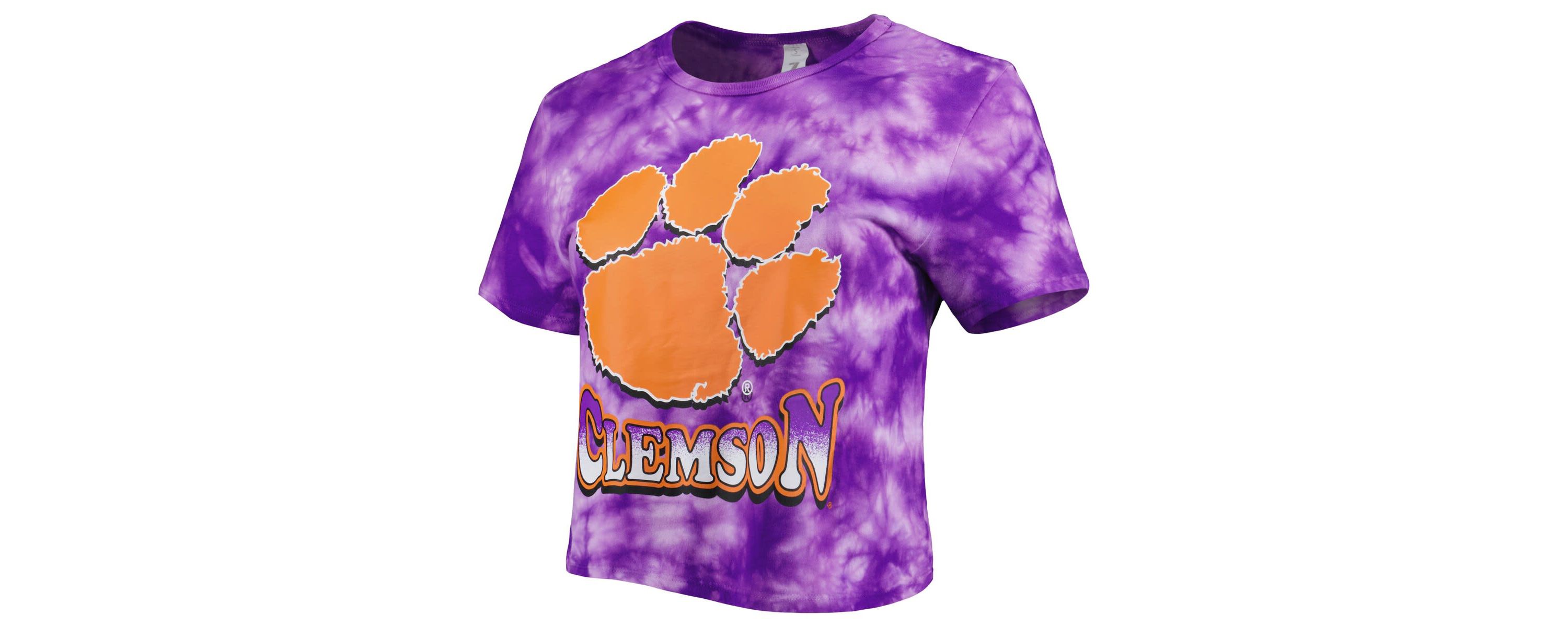 NCAA Clemson Tigers Cloud-Dye Cropped T-Shirt