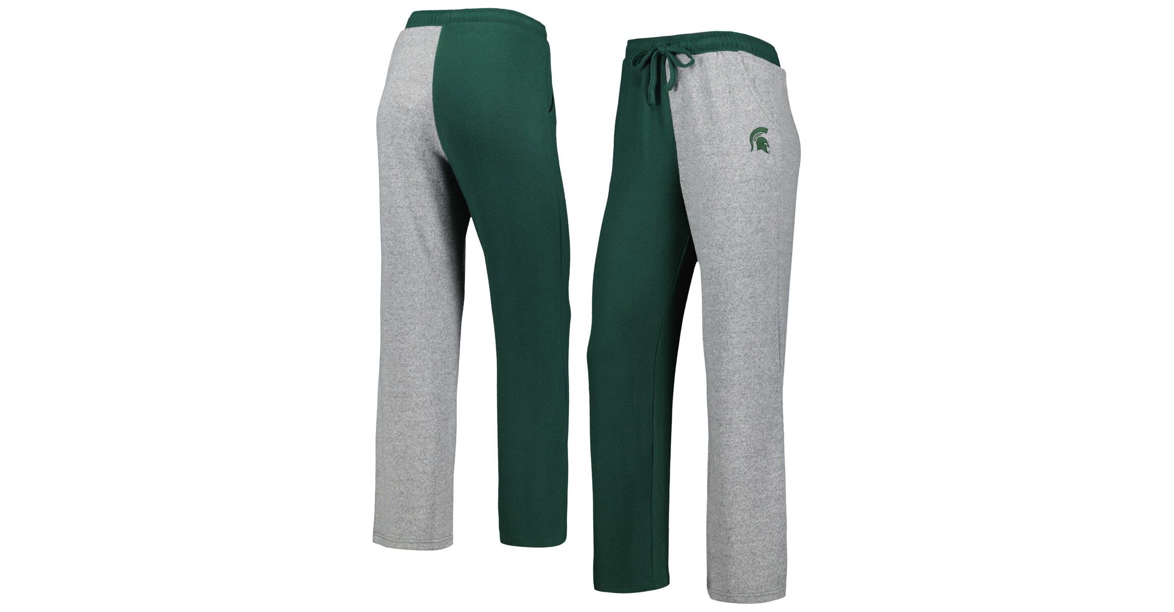 NCAA Green/Gray Michigan State Spartans Colorblock Cozy Tri-Blend Lounge Pants