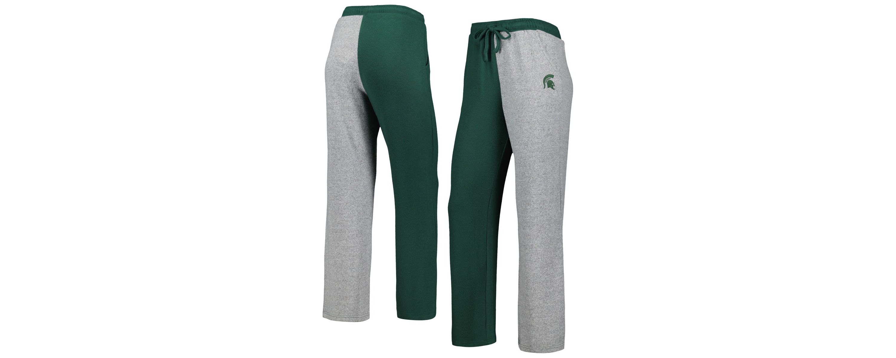 NCAA Green/Gray Michigan State Spartans Colorblock Cozy Tri-Blend Lounge Pants