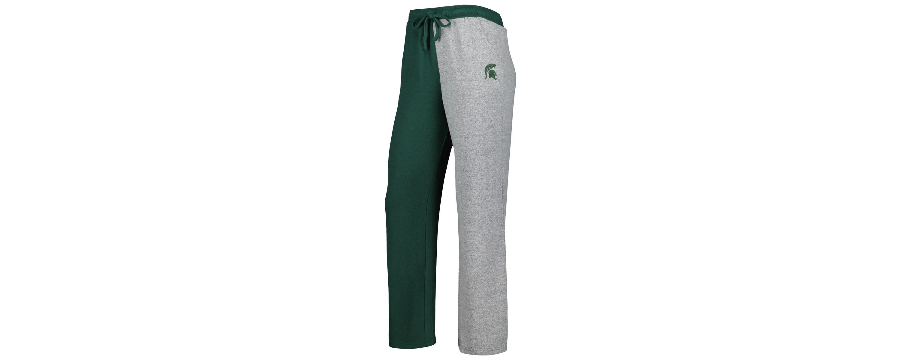 NCAA Green/Gray Michigan State Spartans Colorblock Cozy Tri-Blend Lounge Pants