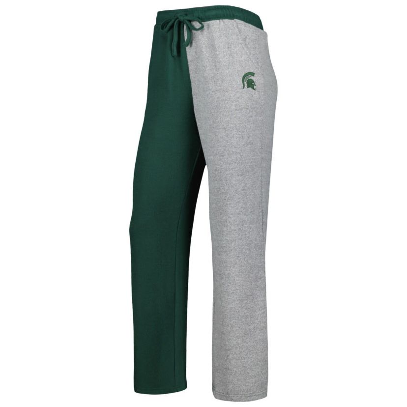 NCAA Green/Gray Michigan State Spartans Colorblock Cozy Tri-Blend Lounge Pants