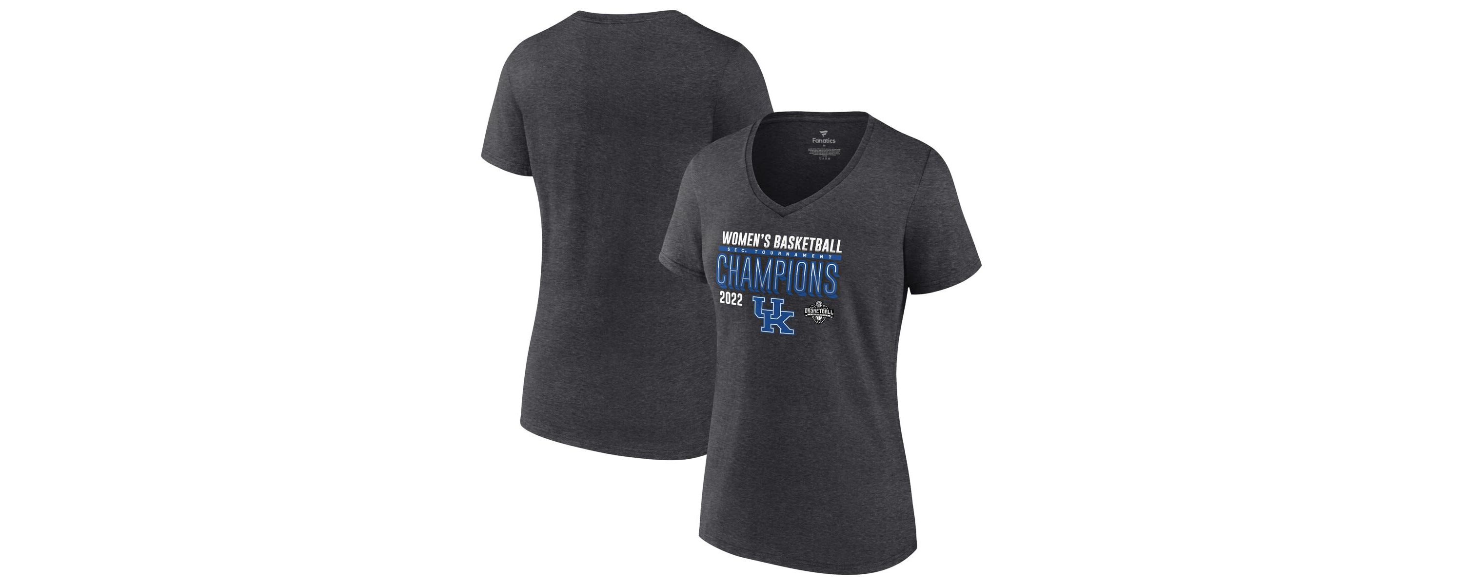 NCAA Fanatics ed Kentucky Wildcats 2022 SEC Basketball Conference Tournament s Locker Room V-Neck T-Shirt