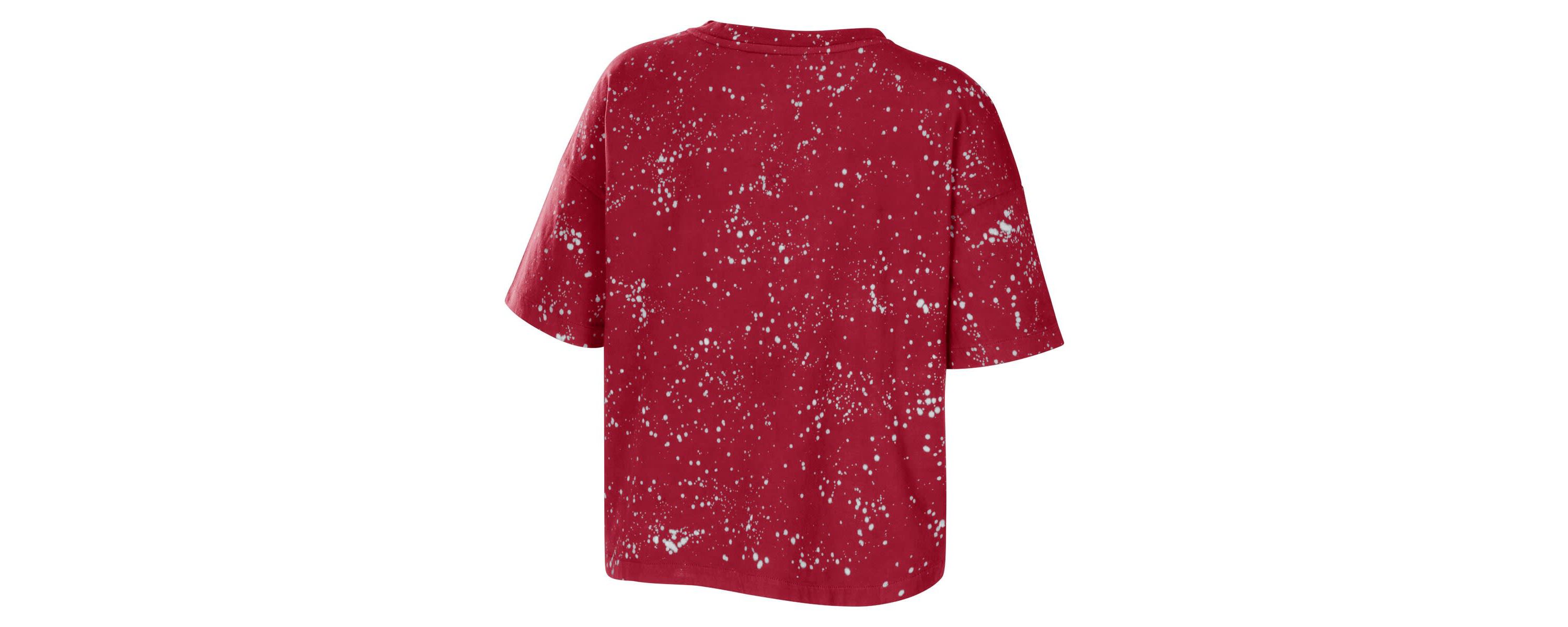 Alabama Crimson Tide NCAA Alabama Tide Bleach Wash Splatter Cropped Notch Neck T-Shirt