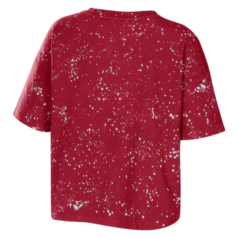 Alabama Crimson Tide NCAA Alabama Tide Bleach Wash Splatter Cropped Notch Neck T-Shirt