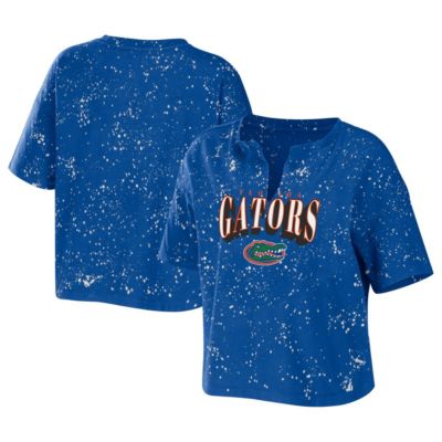 NCAA Florida Gators Bleach Wash Splatter Cropped Notch Neck T-Shirt