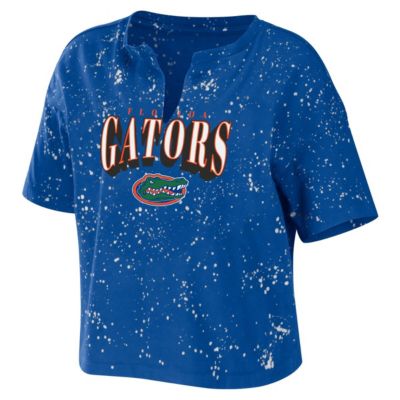 NCAA Florida Gators Bleach Wash Splatter Cropped Notch Neck T-Shirt