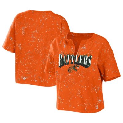 NCAA Florida A&M Rattlers Bleach Wash Splatter Cropped Notch Neck T-Shirt