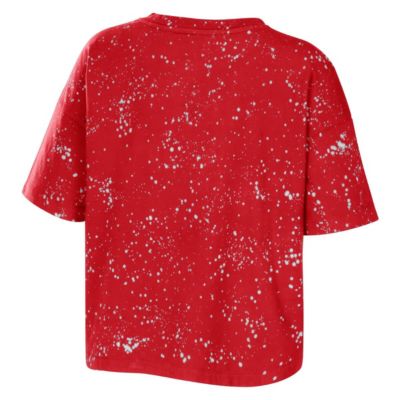 NCAA Georgia Bulldogs Bleach Wash Splatter Cropped Notch Neck T-Shirt