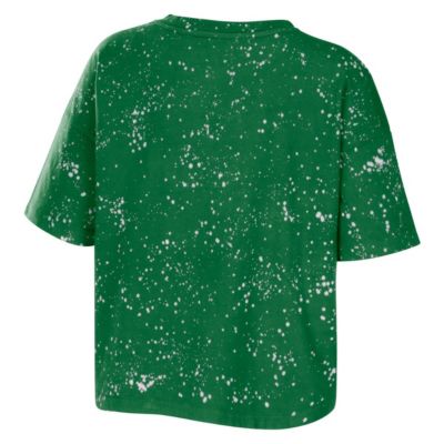 NCAA Oregon Ducks Bleach Wash Splatter Cropped Notch Neck T-Shirt