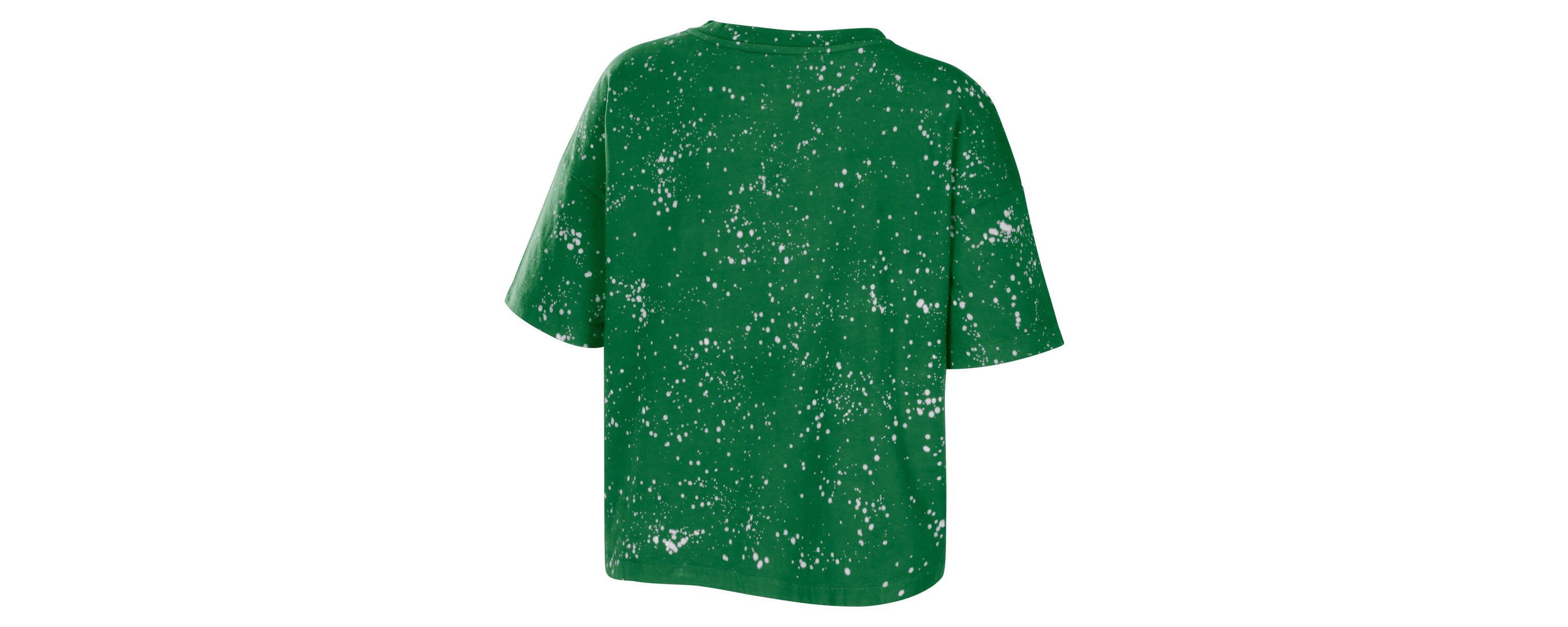 NCAA Oregon Ducks Bleach Wash Splatter Cropped Notch Neck T-Shirt