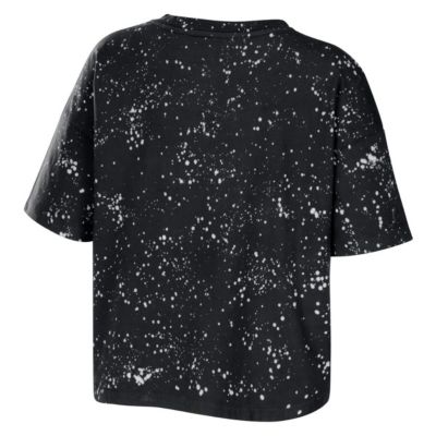 NCAA Purdue Boilermakers Bleach Wash Splatter Cropped Notch Neck T-Shirt