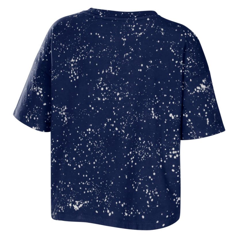 NCAA Penn State Nittany Lions Bleach Wash Splatter Cropped Notch Neck T-Shirt