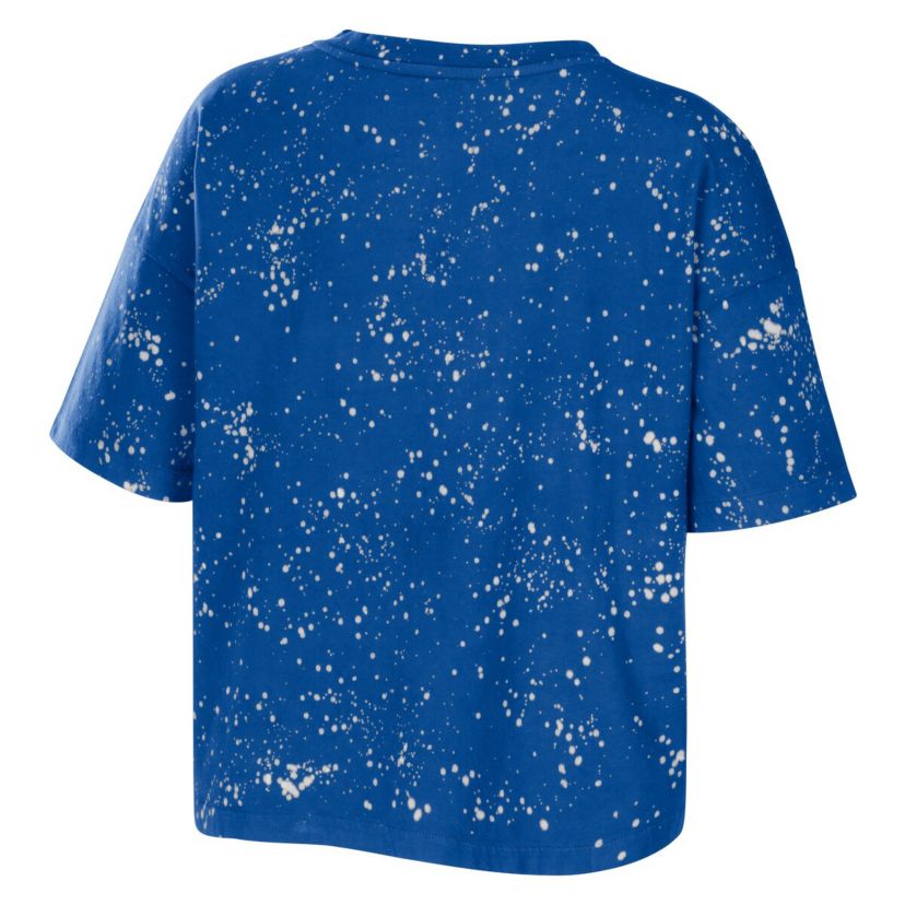 NCAA Pitt Panthers Bleach Wash Splatter Cropped Notch Neck T-Shirt
