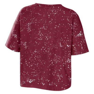 NCAA South Carolina Gamecocks Bleach Wash Splatter Cropped Notch Neck T-Shirt