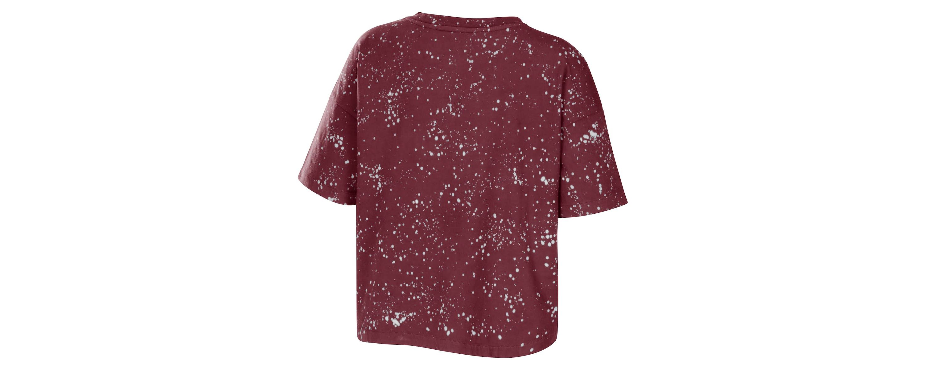 NCAA Texas A&M Aggies Bleach Wash Splatter Cropped Notch Neck T-Shirt