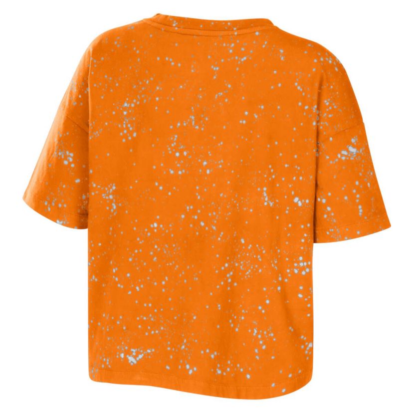 NCAA Tennessee Tennessee Volunteers Bleach Wash Splatter Cropped Notch Neck T-Shirt