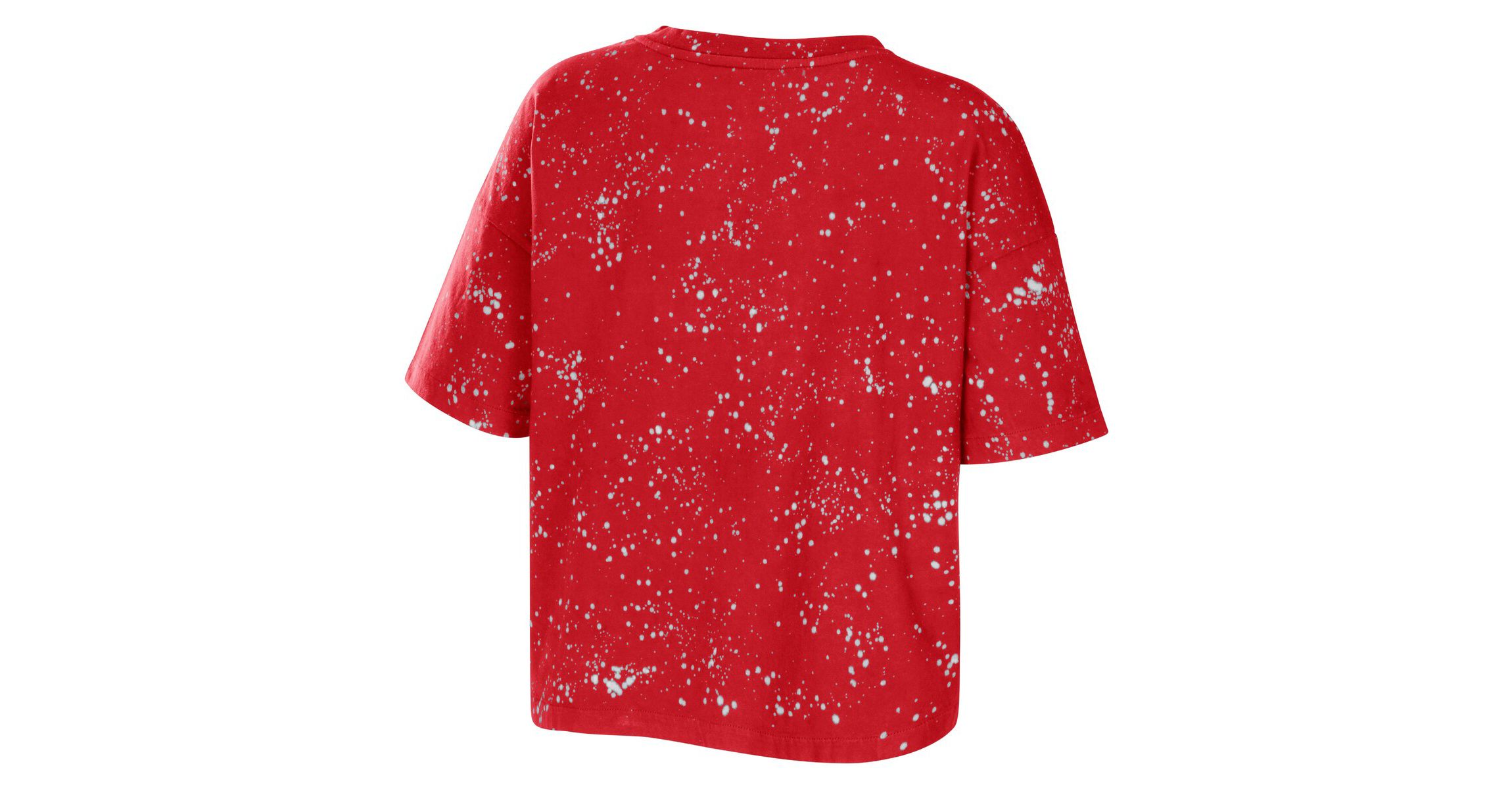 NCAA Nebraska Huskers Bleach Wash Splatter Cropped Notch Neck T-Shirt