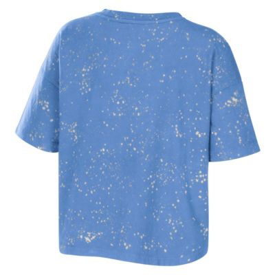 NCAA Carolina North Tar Heels Bleach Wash Splatter Cropped Notch Neck T-Shirt