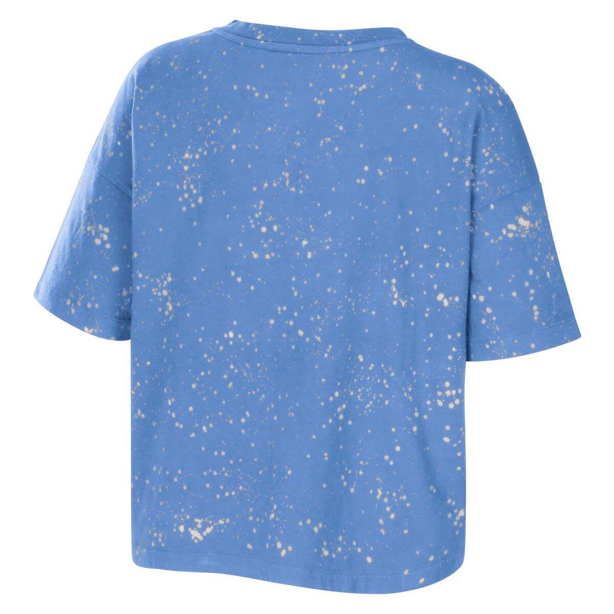 NCAA Carolina North Carolina Tar Heels Bleach Wash Splatter Cropped Notch Neck T-Shirt