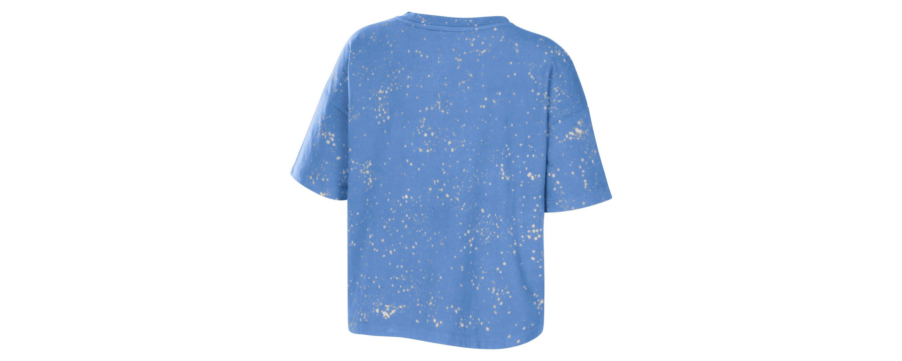 NCAA Carolina North Carolina Tar Heels Bleach Wash Splatter Cropped Notch Neck T-Shirt