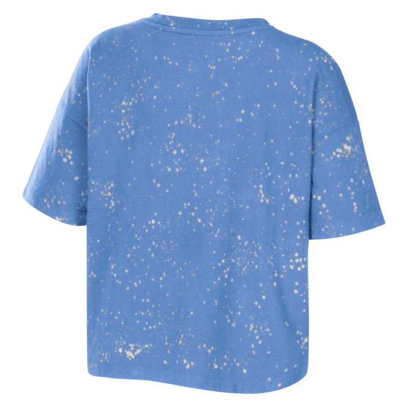 NCAA Carolina North Carolina Tar Heels Bleach Wash Splatter Cropped Notch Neck T-Shirt