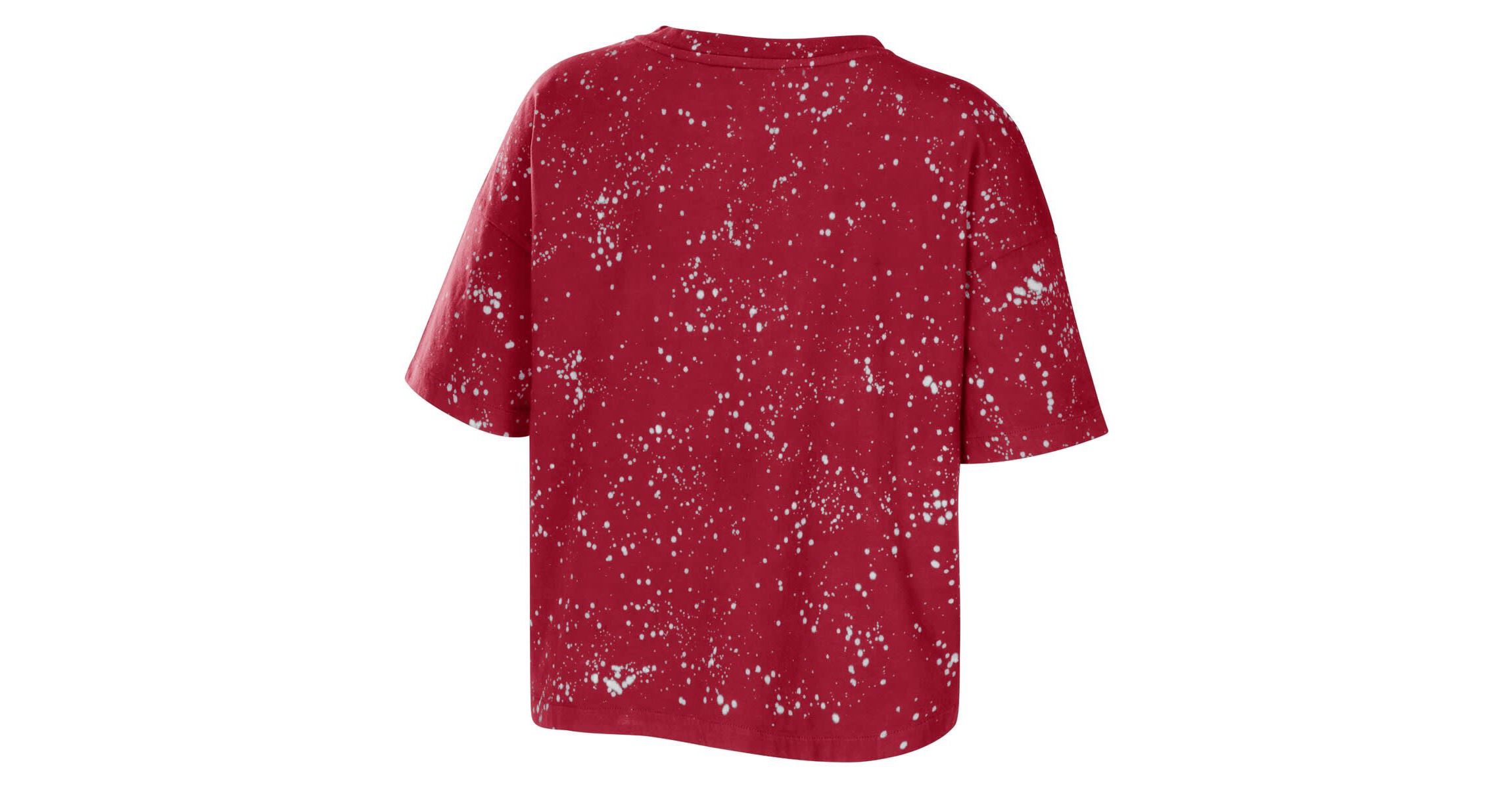 NCAA USC Trojans Bleach Wash Splatter Cropped Notch Neck T-Shirt
