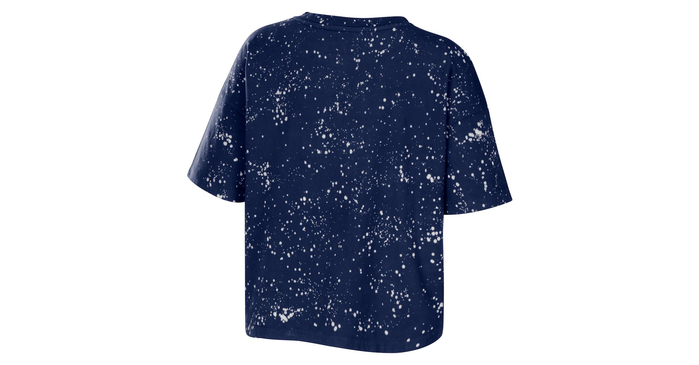 NCAA West Virginia Mountaineers Bleach Wash Splatter Cropped Notch Neck T-Shirt