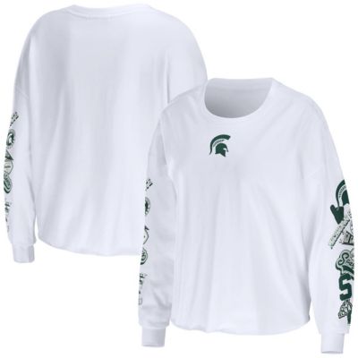 NCAA Michigan State Spartans 3-Hit Cropped Long Sleeve T-Shirt