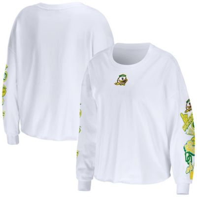 NCAA Oregon Ducks 3-Hit Cropped Long Sleeve T-Shirt