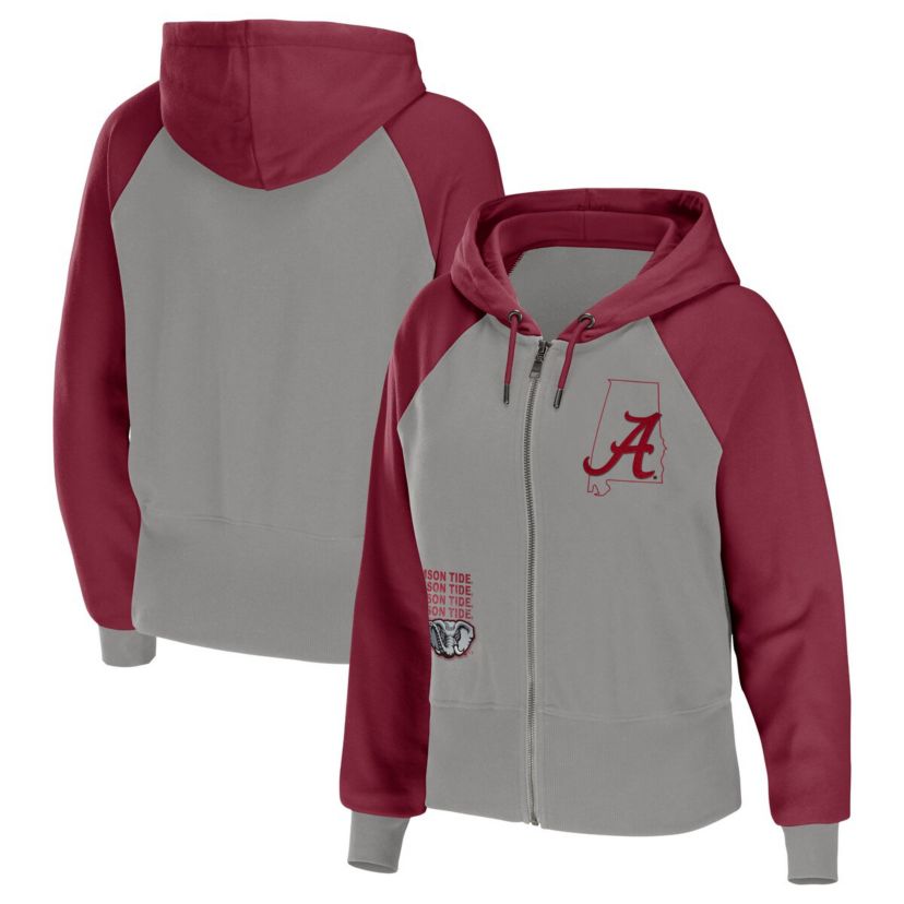 Alabama Crimson Tide NCAA Alabama Tide Raglan Full-Zip Hoodie
