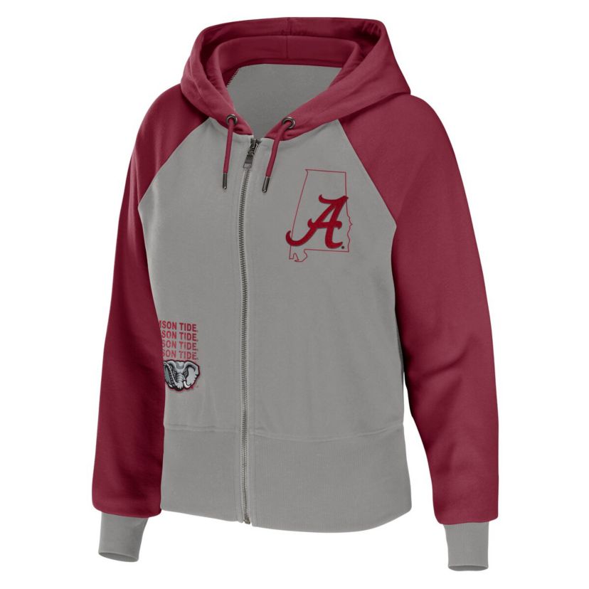 Alabama Crimson Tide NCAA Alabama Tide Raglan Full-Zip Hoodie