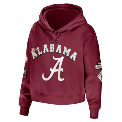 Alabama Crimson Tide NCAA Mixed Media Cropped Pullover Hoodie