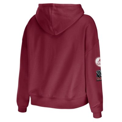 Alabama Crimson Tide NCAA Mixed Media Cropped Pullover Hoodie