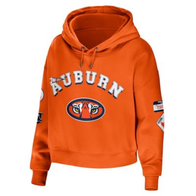 NCAA Auburn Tigers Mixed Media Cropped Pullover Hoodie