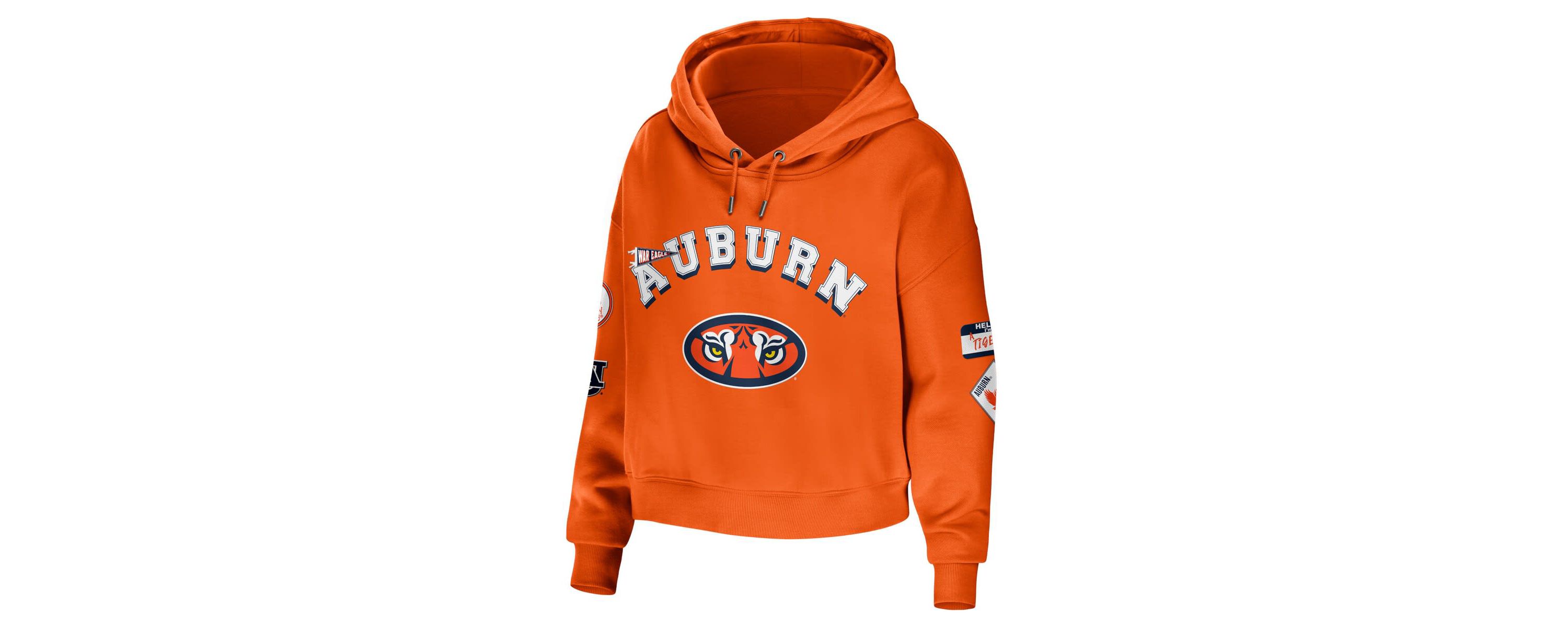 NCAA Auburn Tigers Mixed Media Cropped Pullover Hoodie