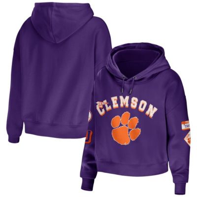 NCAA Clemson Tigers Mixed Media Cropped Pullover Hoodie