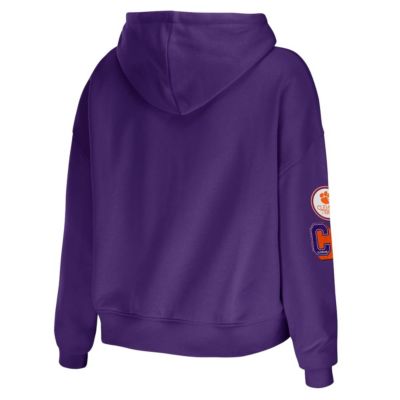 NCAA Clemson Tigers Mixed Media Cropped Pullover Hoodie