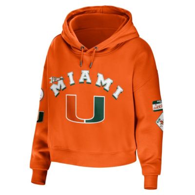 Miami (FL) Hurricanes NCAA Mixed Media Cropped Pullover Hoodie