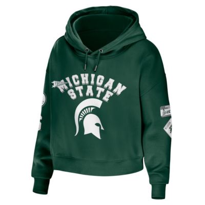 NCAA Michigan State Spartans Mixed Media Cropped Pullover Hoodie