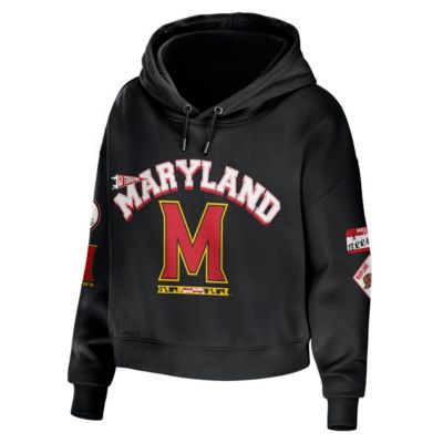 NCAA Maryland Terrapins Mixed Media Cropped Pullover Hoodie
