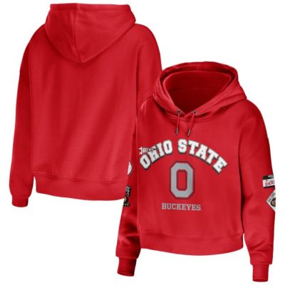 NCAA Ohio State Buckeyes Mixed Media Cropped Pullover Hoodie