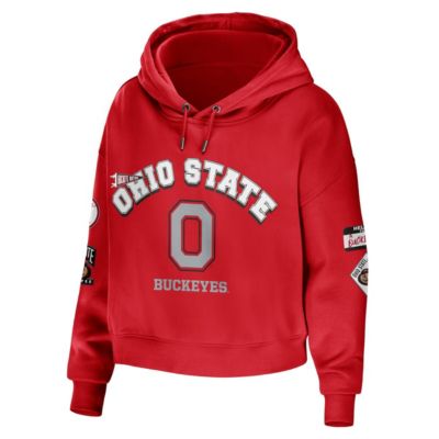 NCAA Ohio State Buckeyes Mixed Media Cropped Pullover Hoodie