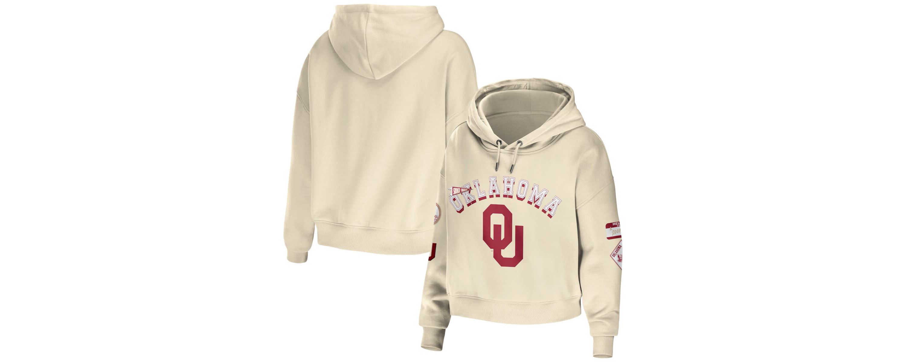 NCAA Oklahoma Sooners Mixed Media Cropped Pullover Hoodie