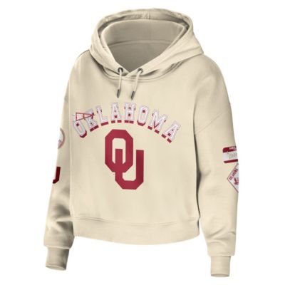 NCAA Oklahoma Sooners Mixed Media Cropped Pullover Hoodie