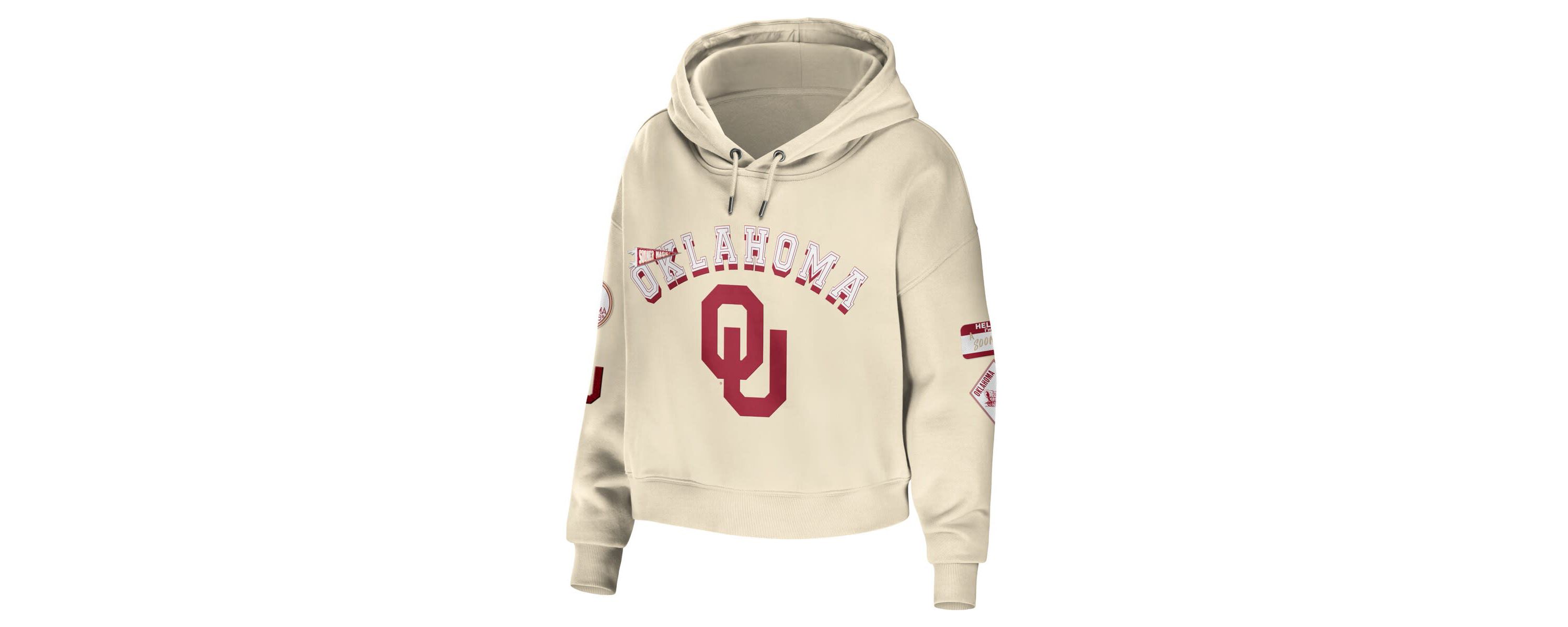 NCAA Oklahoma Sooners Mixed Media Cropped Pullover Hoodie