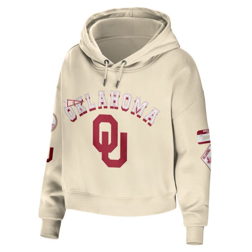 NCAA Oklahoma Sooners Mixed Media Cropped Pullover Hoodie