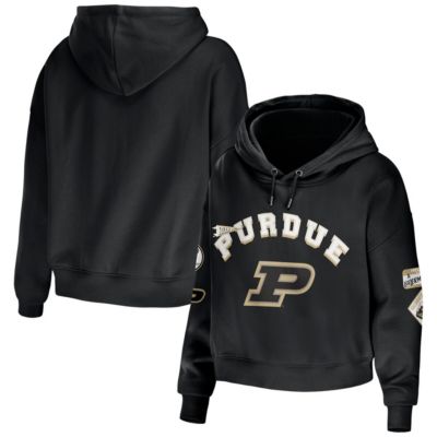 NCAA Purdue Boilermakers Mixed Media Cropped Pullover Hoodie