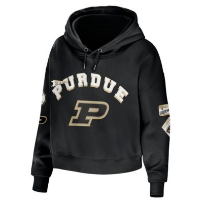 NCAA Purdue Boilermakers Mixed Media Cropped Pullover Hoodie